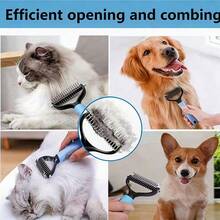 Pet Fur Cutter, Dog Grooming Shedding Tool, Double-Sided Pet Brush, Pet Supplies - Multicolor - View 3