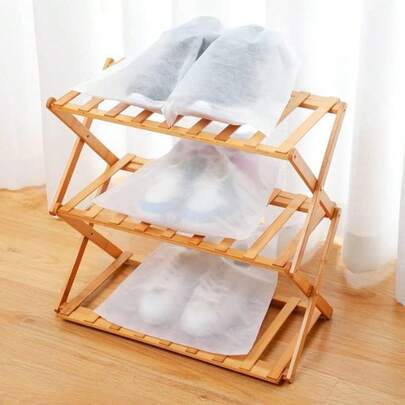 Fabric Shoe Bag, Minimalist White Drawstring Dust-Proof Travel Shoe Bag