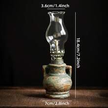 1pc Ceramic Kiln-Fired Glaze Oil Lamp With Handle And Lampshade, Adjustable Wick Camping Fuel Lamp, Indoor Ceramic Oil Lamp Candle Holder, Kerosene Lamp With Wick, Oil Lamp/Hurricane Lamp With Flame Control Knob - 1PC - View 7