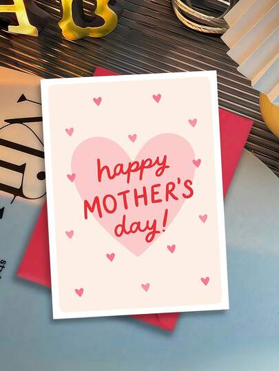 1pc "Happy Mother's Day!" Red Hearts Card With Envelope - Best Mom Card For Special Mom, Perfect Mother's Day Gift, Ideal For First Mother's Day, Blank Inner Page For Writing