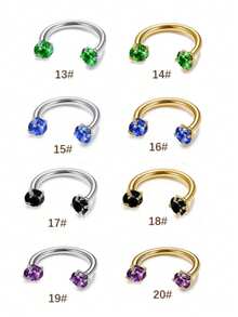 2Pcs U Shape Horseshoe Nose Ring Stainless Steel With Double Head Zirconia, Piercing Jewelry For Women Men, Septum Rings Lip Piercing Eyebrow Piercing Belly Button Piercing Gauges, Summer Festival Prom Accessories Adult Gifts - Multicolor - View 11