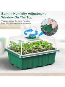 120孔育苗盘套装，带湿度可调通风口、透明托盘和加高圆顶盖，适用于温室和花园种子发芽 - A - 查看 4