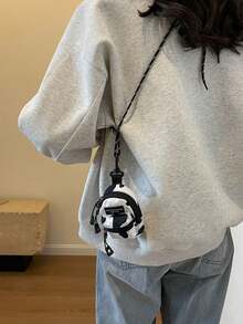 新款女士迷你单肩包，独特设计，休闲百搭，时尚小巧可爱，功能多样，配有可拆卸肩带、拉链封口，斑马纹、奶牛纹、豹纹、纯色可选，收纳方便，可斜挎，亦可作零钱包。 - 黑與白 - 查看 6