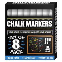 Flysea 8色白色粉笔笔,8种经典颜色马克笔套装,含专业白色粉笔笔5支装,水性无尘液体粉笔,适用于广告和涂鸦,黑板粉笔套装,5种不同笔尖尺寸,用途多样。 - 彩色 - 查看 14