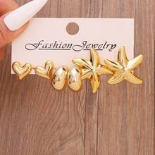 6-18件套时尚金属质感派对节日多造型耳环套装，轻盈CCB材质，女士时尚耳环套装 - 彩色 - 查看 4