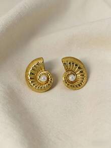 1 Pair Elegant Minimalist Large Hoop Earrings, Luxury Oversized Earring Design, High-End And Chic - Gold - View 3