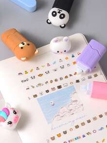 1pc Graffiti DIY Animal Stamp, Various Animal And Weather Designs, Fashionable Silicone Stamp, Suitable For Diary, Greeting Cards, Unique Gift For Friends - Multicolor - View 1