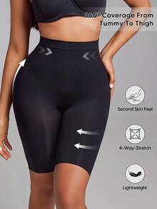 Women's High Waisted Tummy Shaping Bottom Pants Hip Lifting Short Bottom Pants Black Summer - Black - View 4