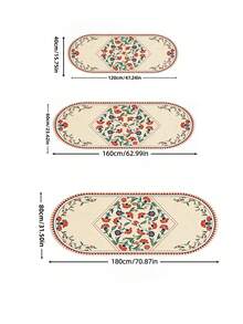 1 pezzo Tappeto floreale pastorale, tappeto morbido e lavabile in finta lana, tappeto ovale retrò da comodino, stile minimalista, adatto per camera da letto, interno, soggiorno, ufficio, decorazione per la casa, decorazione per le vacanze - Multicolore - Visualizzare 7