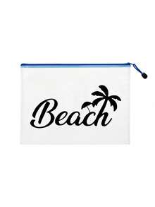 A4 Size Transparent PVC Makeup Bag With "Beach" Pattern, Waterproof Portable Cosmetic Pouch, File Folder, Large Capacity Clear Makeup Case With Nylon Zipper, Bathroom Storage Bag, Jewelry Organizer, Lip Gloss And Cosmetics Holder, Travel Essentials, Dorm Supplies, Ideal For Beach, Diving, Travel, Vacation And Daily Use - Multicolor - View 13