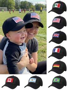 Cute Soccer Fan Baby Hat - Adjustable 2026 World Cup Baseball Cap With Switchable Nation Emblems - Multicolor - View 2
