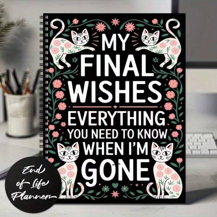 A Life-Ending Planner Notebook - A Guided Workbook Named 'My Last Wishes' For Will Preparation And Funeral Arrangements - With Mixed Color Floral Design, Including Patterns, Made Of Paper Material. - 1pcs - View 1