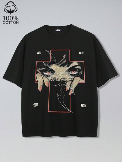 Tiny Spark Black Tee Shirt Vintage Graphic Cartoon Devil Printed