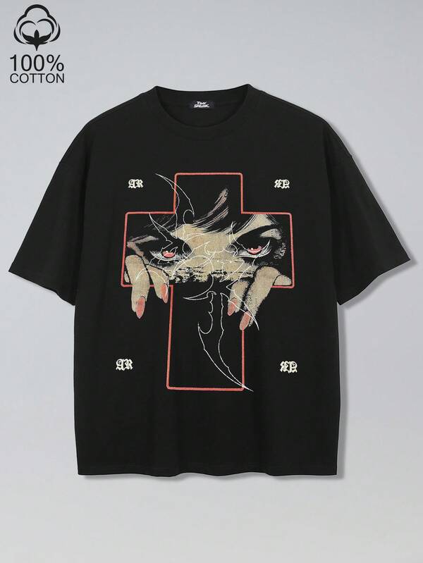 Tiny Spark Black Tee Shirt Vintage Graphic Cartoon Devil Printed