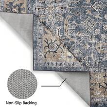 Vintage  Runner Rug Floral Pattern Rug Washable Area Rug Soft Area Rug For Bedroom Stain Resistant Rugs With Non Slip Backing Low Pile Rug For Kitchen Bathroom - Brown Gray - View 8