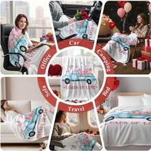 1pc Light Pink White Polka Dot S-Strawberry Pink Shortcake Cuddling Bunny Plush Print Flannel Blanket, 80s Nostalgic Gift For Fans, Sweet Themed Decor, Collectible & Cozy Throw,With For Couch, Bed, Camping, Travel, Office, Home Nap, Multipurpose Gift Flannel Blanket - multicolour 2 - 查看 10