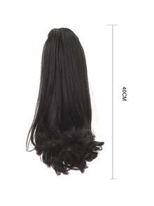 Tóc giả đuôi ngựa cao 16 inch màu đen tự nhiên, kiểu tóc xoăn nhẹ, dài ngang vai, có dây rút, thích hợp cho kiểu tóc hàng ngày của người Nhật, chịu nhiệt tốt. - Nhiều màu - Xem 3