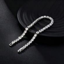 1 chiếc vòng tay Cubic Zirconia lấp lánh sang trọng, bạc S925, thiết kế thanh lịch, phụ kiện thời trang dành cho nữ, phù hợp cho đeo hàng ngày và dự tiệc. - Bạc - Xem 6