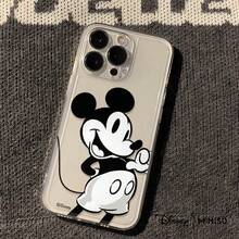 Miniso 迪士尼米奇复古黑白设计手机壳，适用于iPhone 17/17 Pro/17 Pro Max/17 Air/16/15/14/13/12/11/X系列，iPhone 17 Pro Max手机壳，iPhone 17 Pro手机壳，iPhone 17手机壳，圣诞礼物，送给女朋友的好选择 - 無色 - 查看 4