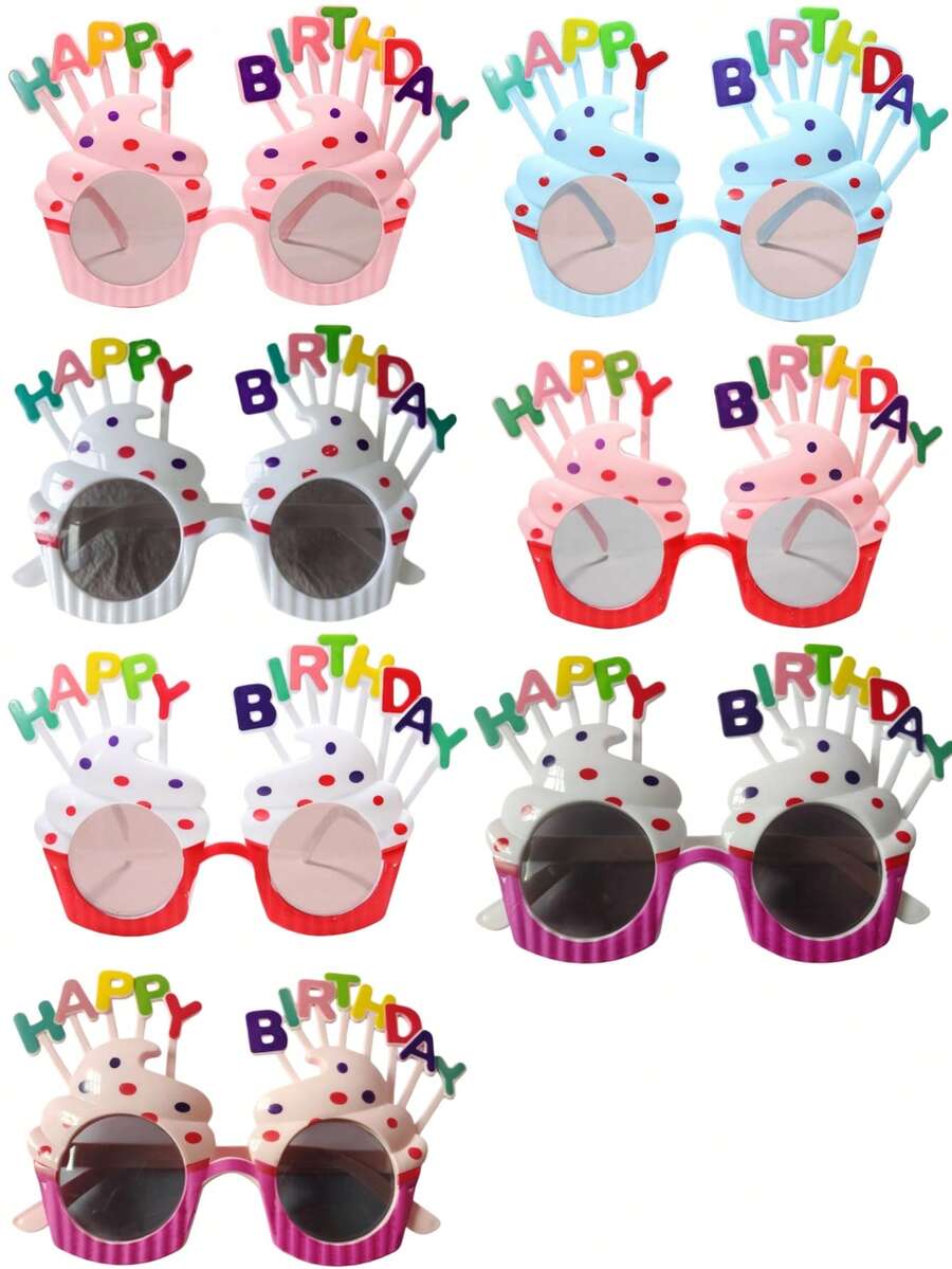 1件装派对道具时尚眼镜，趣味蛋糕和标语设计，适合拍照、派对、聚会、趣味自拍道具、生日时尚眼镜、圣诞节 - 粉色 - 查看 1