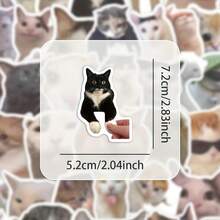51pcs Funny Cat Stickers, Abstract Humorous Cute Animal Stickers For DIY Decoration On Notebooks, Cups And Diaries - 51pcs - View 2