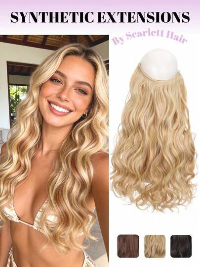 1个隐形鱼线发夹，金色波浪自然发片，适合女性日常佩戴、派对、节日、音乐节等场合，适合细软发质、新手及所有肤色，也可用于美发沙龙、角色扮演、婚礼、Y2K、洛丽塔、JK等场合。