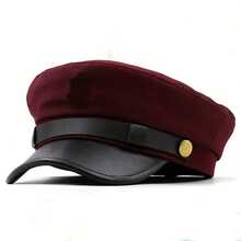 1顶复古装饰帽，皮质帽檐报童帽，多色百搭英式平顶帽 - 光板貝雷帽 - 查看 11
