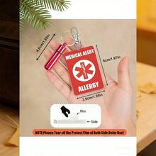 1pc Medical Alert Keychain, Acrylic Material, Double-Sided Transparent Design, Lobster Clasp, With Emergency Contact Info Bottle, Nurse's Day Professional Health Theme Keychain Accessory - Red - View 3