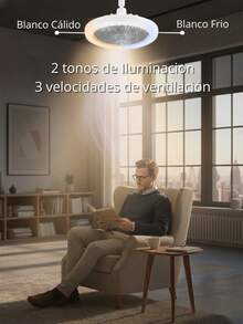 DOSYU Lámpara Premium con Ventilador Abanico 5 Aspas con Aromaterapia Cubierta de Cristal LED Incluye Control Remoto Socket Movible E27 Universal Ideal para Oficina, Hogar, Escuela - Blanco - Ver 4