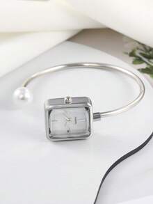 Women's Square Dial Quartz Watch, Delicate & Compact, Fashionable For Daily Wear, Suitable As Birthday, Graduation Gift, Casual Occasions - Silver - View 5