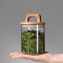 1pc Glass Airtight Canister, Tea Leaf, Coffee Bean, Loose Tea, Dried Fruit Storage Jar, Display Container - View 3