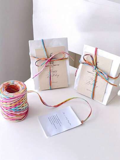 Ruy băng gói quà dệt từ cỏ raffia tự nhiên, ruy băng giấy raffia nhiều màu sắc, ruy băng gói quà sinh nhật nhiều màu, bó hoa thủ công, làm vườn, tự làm đồ trang trí và gói quà dệt từ cỏ raffia nhiều màu sắc, tiệc tùng, chúc mừng sinh nhật, cắm hoa.