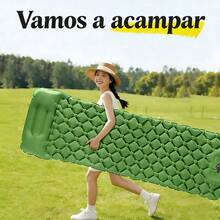 Colchón Hinchable para Acampada, Colchoneta Autohinchable con Bomba de Pie Portátil para Camping, Tienda de Campaña y Senderismo, Tamaño Individual y Doble, Material TPU Engrosado, Impermeable y Ultraligero, Colchoneta Antihumedad para Viaje, Picnic y Mochilero - Verde - Ver 3