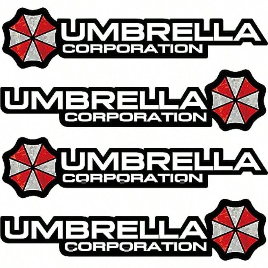 4 Pcs Umbrella Corporation Car Door Handle Stickers Car Decals 3D True Color Biohazard Resident Stickers - Black - View 1