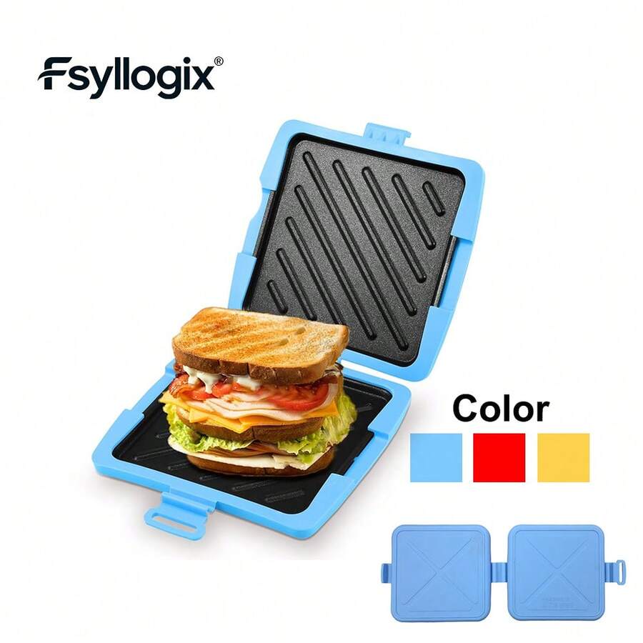 微波炉三明治机、面包烤盘、简易早餐烤面包机，可拆卸易清洗 - 彩色 - 查看 1