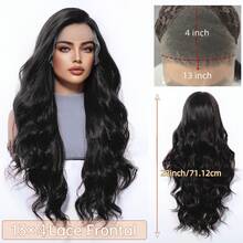 Women' 13*4 Front Lace Wig With 71.12cm Deep Brown Body Hair - -Resistant Fiber Suitable For Daily Wear, Parties, Cosplay & Music Festivals - Look & Easy Maintenance (Lace Cap) - Multicolor - View 7