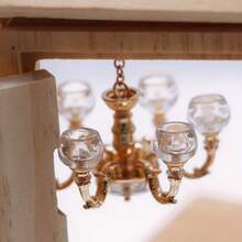 复古风格迷你吊灯，适用于1:12比例娃娃屋，合金吊坠，吸顶装饰吊灯，奶油色仿古饰面，客厅场景装饰模型，娃娃屋照明 | 优雅吊灯，娃娃屋装饰，微型家具，精致工艺品，适用于房间装饰，卧室配件，墙面装饰，客厅装饰，DIY微缩场景装饰，摄影道具，收藏礼品，个性化礼品 - 彩色 - 查看 7