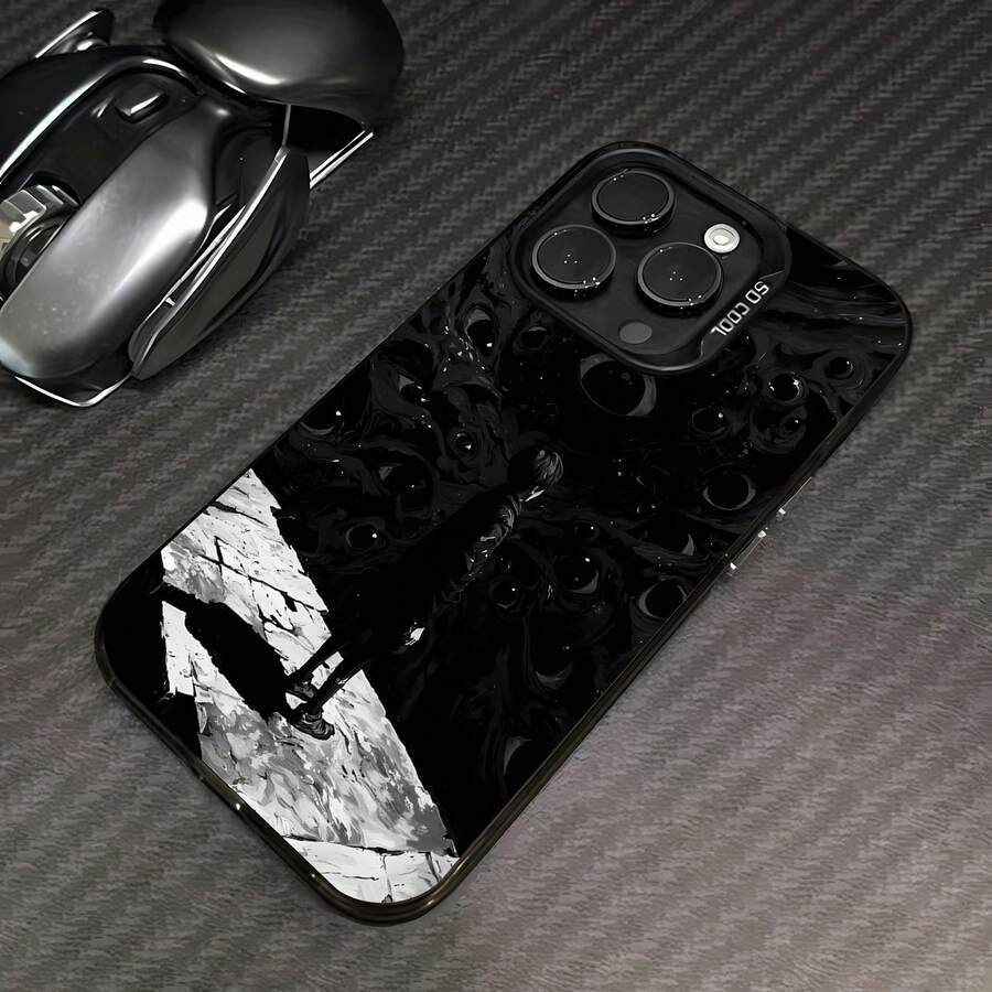 Una persona mirando fijamente a la oscuridad con sus ojos.funda de teléfono Fundas compatibles con ,Apple,VIVO,OPPO,,, y Honor.Fabricadas en silicona TPU,ofrecen protección contra golpes y caídas. - Negro - Ver 1