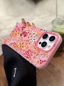 1pc Perforated Ditsy Floral Painted Thick Anti-Drop Phone Case Cover Compatible With IPhone 16/11/16pro/16plus/16promax/16e/15Promax/13/14/12/XS/XR/7G/8P, Galaxy 11/12Pro/12/12X/13Pro/14Pro/15Pro/,  10/9/Note9/12c/Note11pro/Note8Pro - 款式8(1pc) - 查看 5