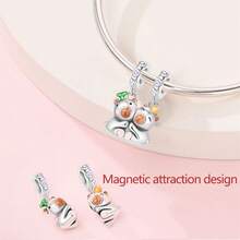 A Silver Plated Couple Series - Detachable Magnetic Cat Capybara Pendant Suitable For 3mm Bracelet Bracelet DIY Pendant, Ladies' Fashion Jewelry Holiday Birthday Gift - Multicolor - View 6
