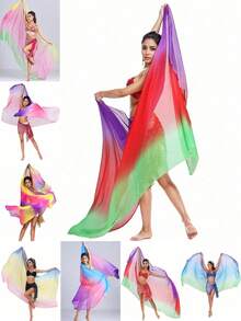 1 chiếc khăn choàng bằng lụa thật, chất liệu chiffon, màu chuyển sắc, dùng làm đạo cụ tập múa bụng cho nữ. - Nhiều màu - Xem 2