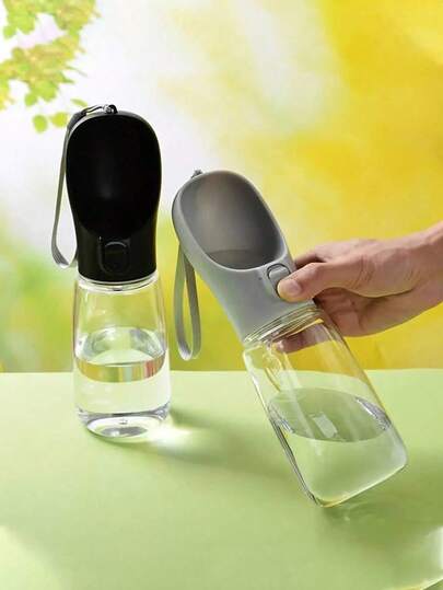 1pc Pet Portable Water Bottle And Bowl, Cat Dog Outdoor Travel Drinking Cup Accessories, Leakproof Compact Pet Water Dispenser With Drinking Bowl, Plastic Material