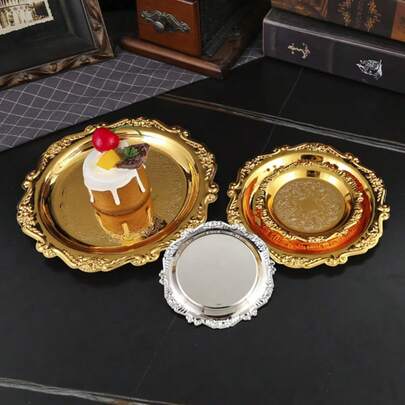 Luxury Gold Oval Tray With Handle, Holiday Party Decor & Serving Platter, Gathering Blessing Ceremony Tableware, Cosmetic & Jewelry Storage Tray (3 Size Options)