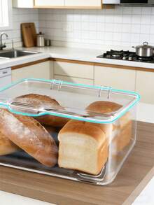 1 hộp đựng bánh mì bằng nhựa PET trong suốt, có nắp lật kín, chống ẩm và chống bụi, giữ được độ tươi ngon, thích hợp để bảo quản trên kệ bếp, dùng để đựng thực phẩm, có thể dùng để đựng bánh nướng, bánh ngọt, bánh quy, bánh mì tròn, bánh sừng bò, v.v. - Nhiều màu - Xem 4