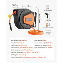 Retractable Air Hose Reel, 1/4 Inch X 50 FT Hybrid Air Hose Max 300PSI, Enclosed Air-Compressor Hoses Reel Auto Rewind With 6.6 Ft Lead In & Blow Gun, 180° Swivel Ceiling/Wall Mount - Enclosed, No Outrigger, 1/4 Inch, 50ft - View 7
