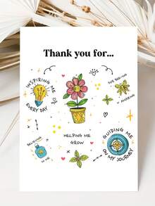 1pc Thank You Teacher Card For Helping Me Grow, Teachers' Day & End Of Term Appreciation Gift - Multicolor - View 6