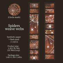 1 Roll Dark Gothic Vintage Theme PET Decorative Tape, Suitable For Scrapbooking, Phone Cases, Diaries, Frames, Envelopes, Crafts And Other DIY Decoration - Versatile Gothic Style Sticker - Spider Weaving Web - View 9