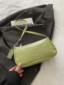 Bolso de mano para mujer con estampado de cocodrilo, bolso de hombro estilo coreano, nuevo bolso de moda, bolso minimalista para uso diario, estilo retro. - Marrón café 2 - Ver 10