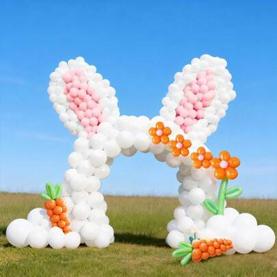 122Pcs Easter-Themed Balloon Arch Set, Easter Egg Balloon Garland Set, White, Orange, Purple And Green Long Strip Balloons, Suitable For Easter, Children's Day, Spring Celebration, Parent-Child Activity Day, Kindergarten Activity Day, Birthday Party Day, Opening Ceremony, Garden Party Day, Easter Egg Day, Spring Party
