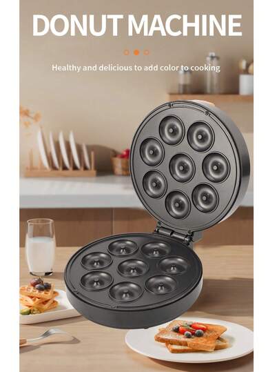 Esta máquina para hacer donas prepara 8 donas a la vez. Ideal para desayunos, repostería creativa, reuniones familiares, fiestas y mucho más. Fácil de limpiar y ofrece una variedad de recetas. Waflera.